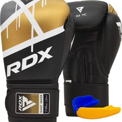 Боксерські рукавиці RDX F7 Ego Black Golden 12 унцій (капа у комплекті)