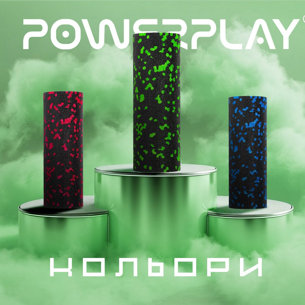 Масажний ролик (роллер) гладкий PowerPlay PP-4346 Mini EPP Foam Roller Чорно/Зелений (15×5,3см.)