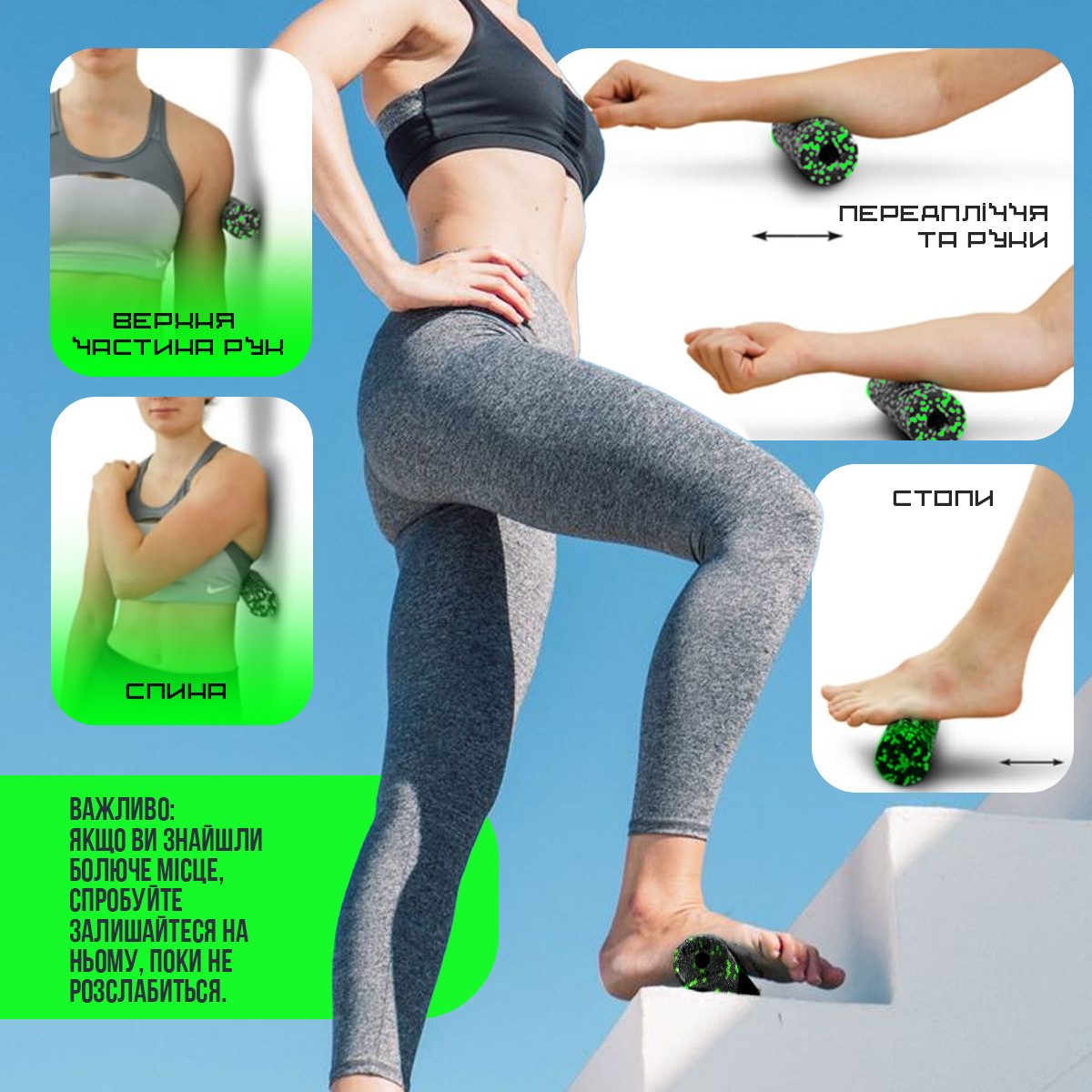 Масажний ролик (роллер) гладкий PowerPlay PP-4346 Mini EPP Foam Roller Чорно/Зелений (15×5,3см.)