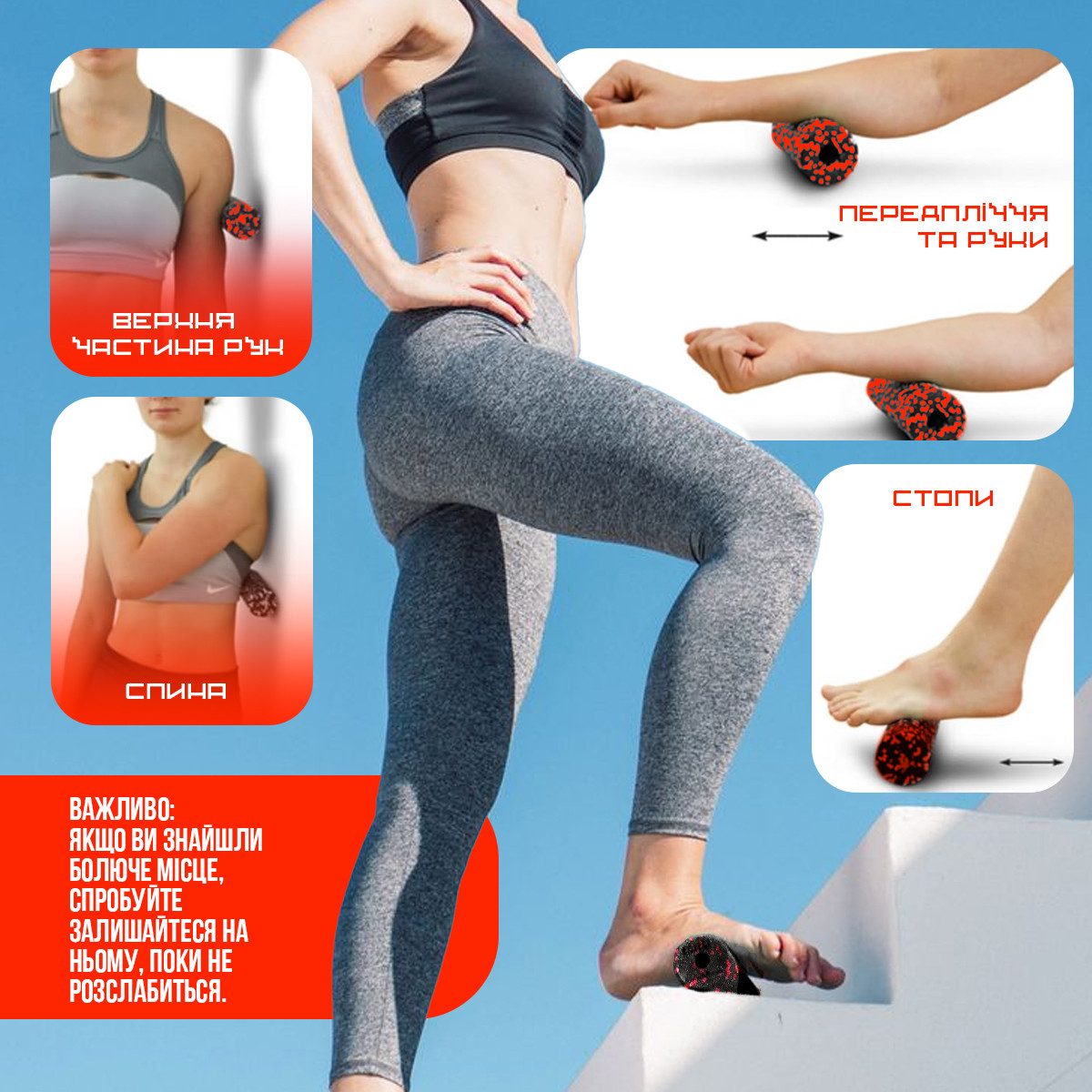 Масажний ролик (роллер) гладкий PowerPlay PP-4346 Mini EPP Foam Roller Чорно/Червоний (15×5,3см.)