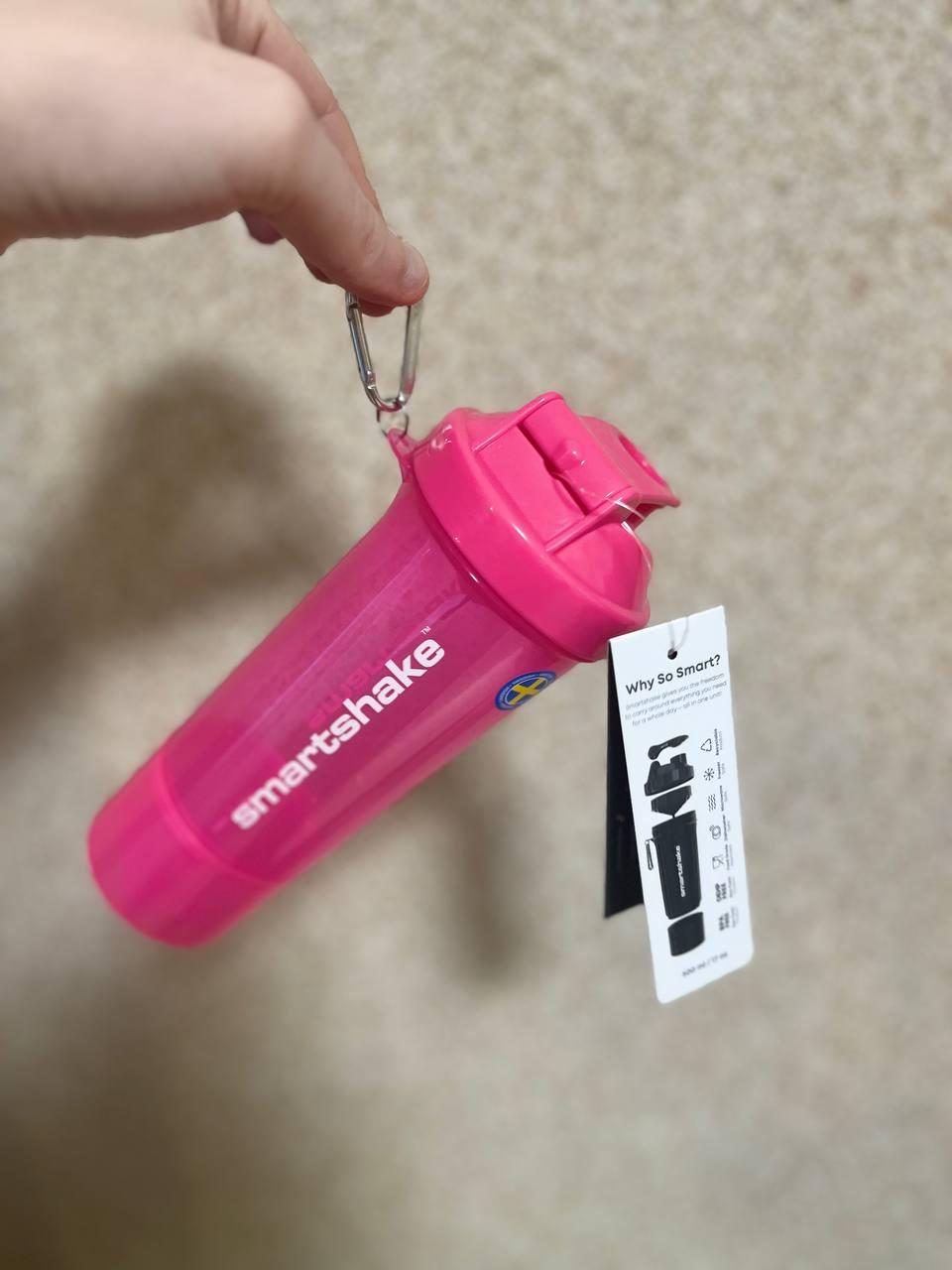 Шейкер спортивний SmartShake Slim 500ml Neon Pink