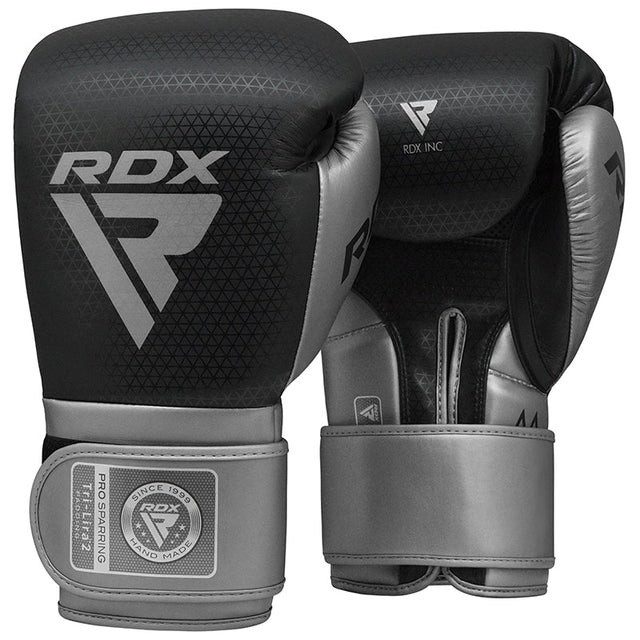 Боксерські рукавиці RDX MARK PRO SPARRING TRI LIRA 2 SILVER-14 унцій (капа в комплекті)