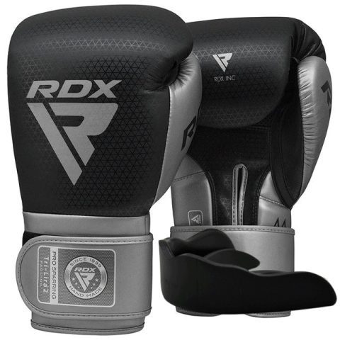 Боксерські рукавиці RDX  MARK PRO SPARRING TRI LIRA 2 SILVER-14 унцій (капа в комплекті)