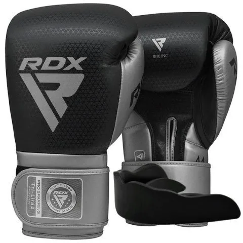 Боксерські рукавиці RDX  MARK PRO SPARRING TRI LIRA 2 SILVER-14 унцій (капа в комплекті)