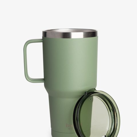 Термостакан (ізольована чашка) Bohtal з ручкою з нержавіючої сталі Tumbler Green 900 ml