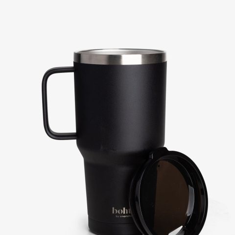 Термостакан (ізольована чашка) Bohtal з ручкою з нержавіючої сталі Tumbler Black 900 ml