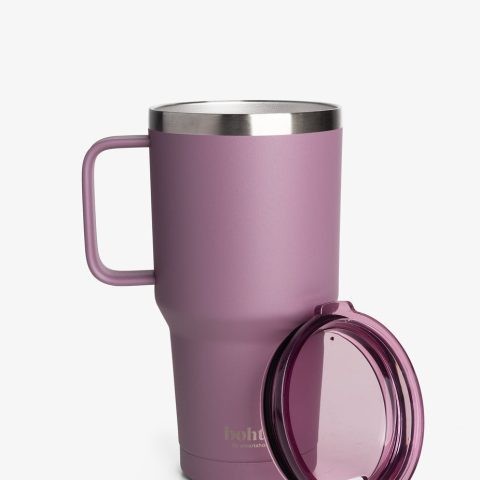 Термостакан (ізольована чашка) Bohtal з ручкою з нержавіючої сталі Tumbler Plum 900 ml