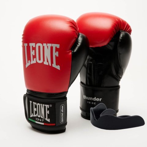 Боксерські рукавиці Leone GN383 THUNDER Red 8 унцій (капу в комплекті)