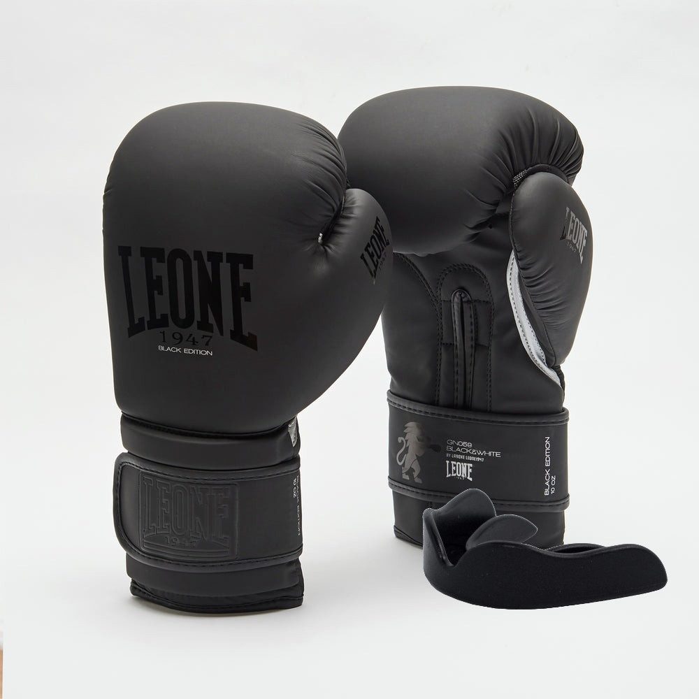 Боксерські рукавиці Leone GN059 Black/White 10 унцій (капу в комплекті)