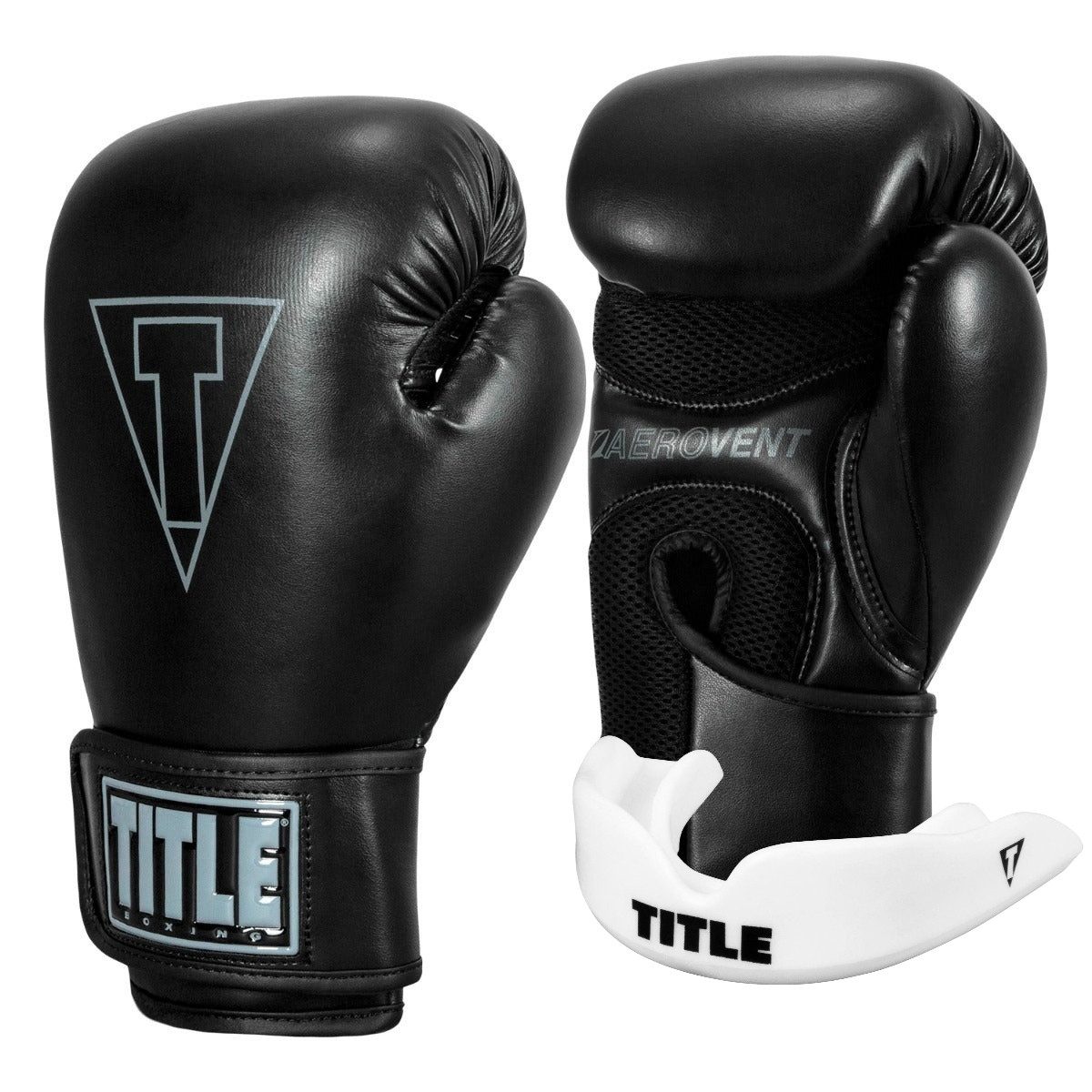 Боксерські рукавиці TITLE Boxing Vegan Gloves Black 16 oz (капа в комплекті)