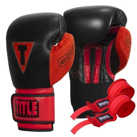 Боксерські рукавиці TITLE Boxing All Heart Bag Gloves 2.0 Black/Red 14 oz (бинти 4м. в комплекті)