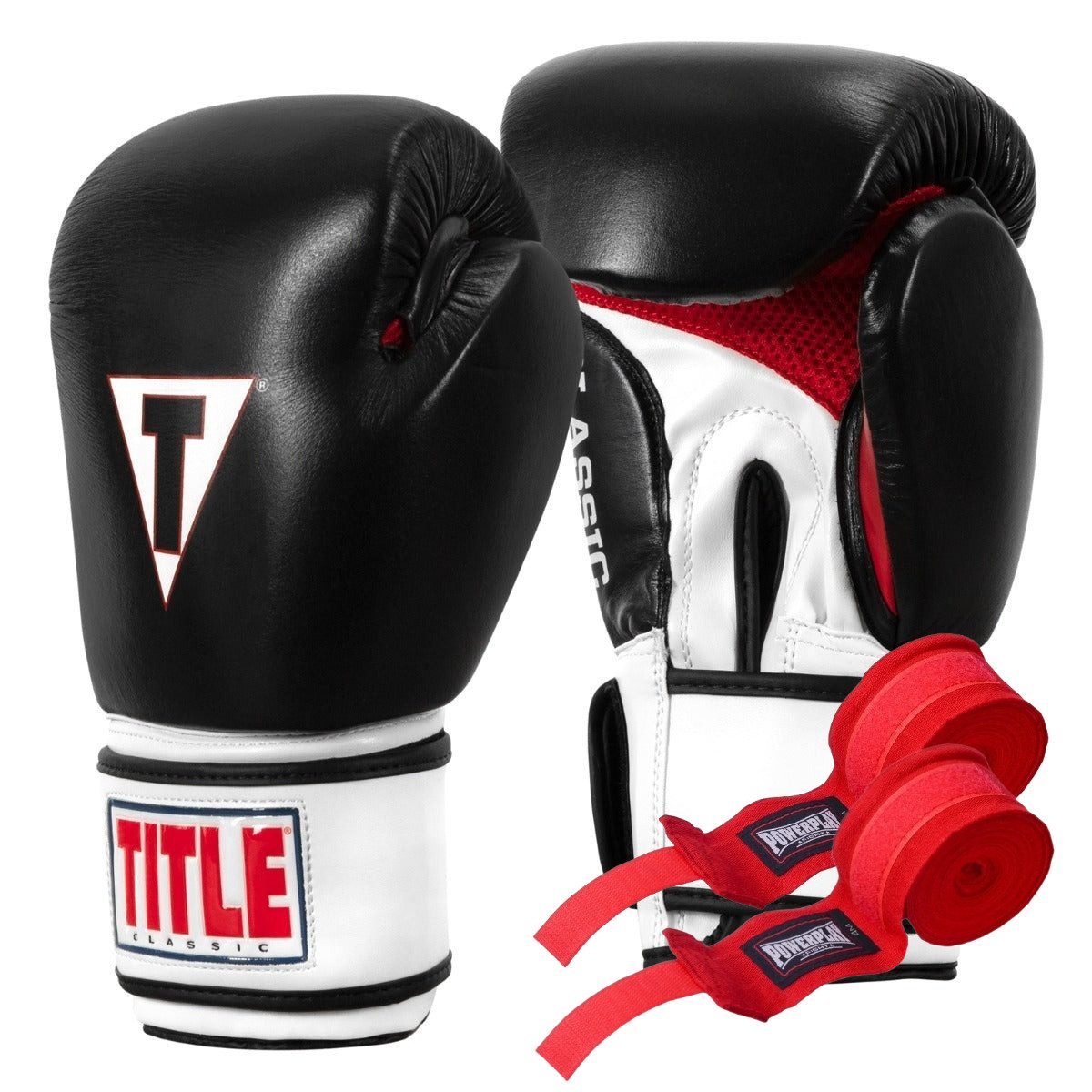 Боксерські рукавиці TITLE Classic Leather 2.0 Black/White/Red XXL 18 oz
