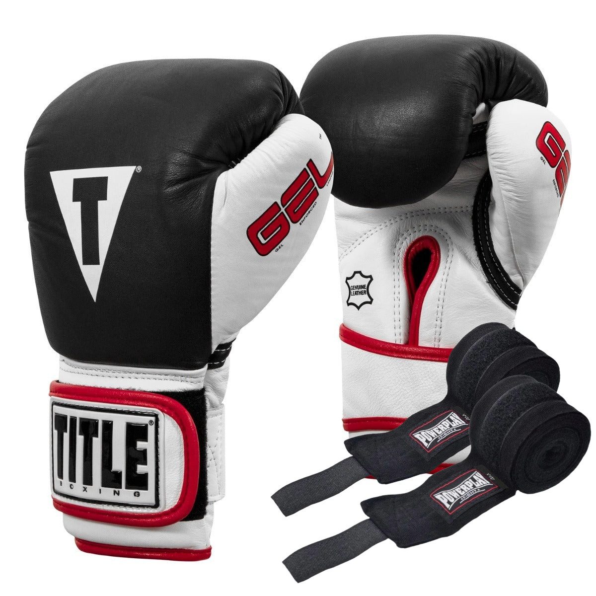 Боксерські рукавиці TITLE Boxing Gel World Black M 12oz (бинти 4м. в комплекті)