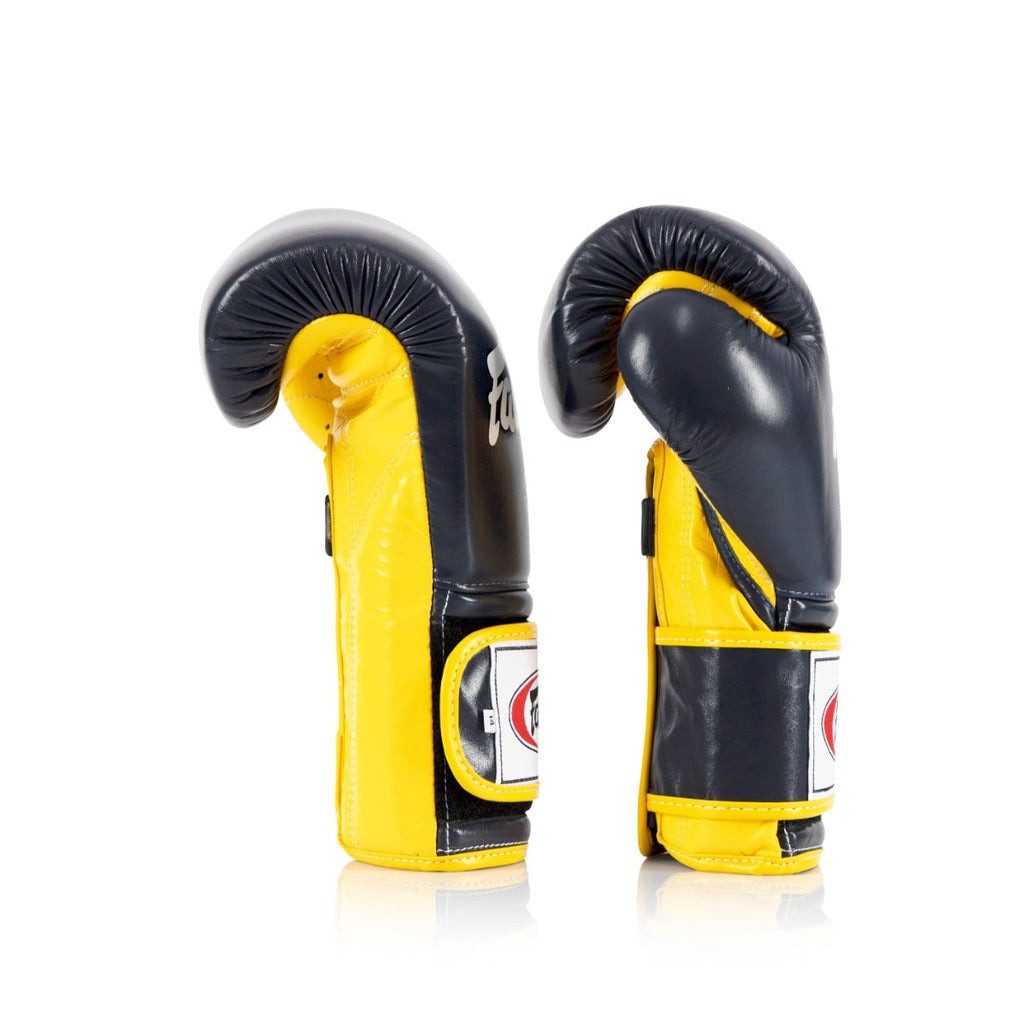Боксерські рукавиці Fairtex BGV9 Mexican Blue/Yellow 18 унцій (бинти в комплекті)