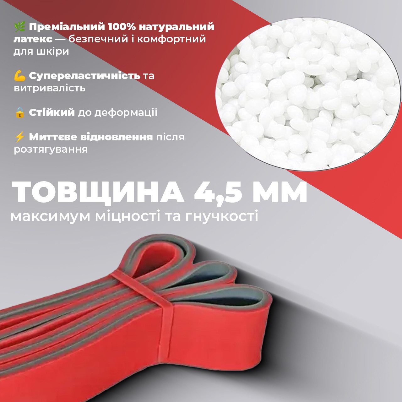 Еспандер-петля (гумка для фітнесу і кроссфіту) PowerPlay 4116 Double Colors Червоно/Сіра (14-39 кг)