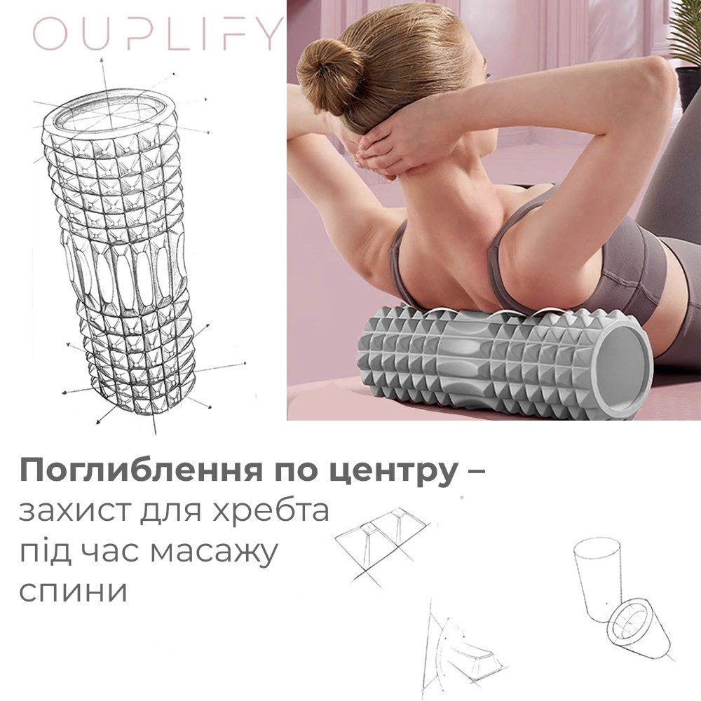 Масажний ролик (роллер) PowerPlay 4405 EVA Massage Roller Сірий (33×12см.)