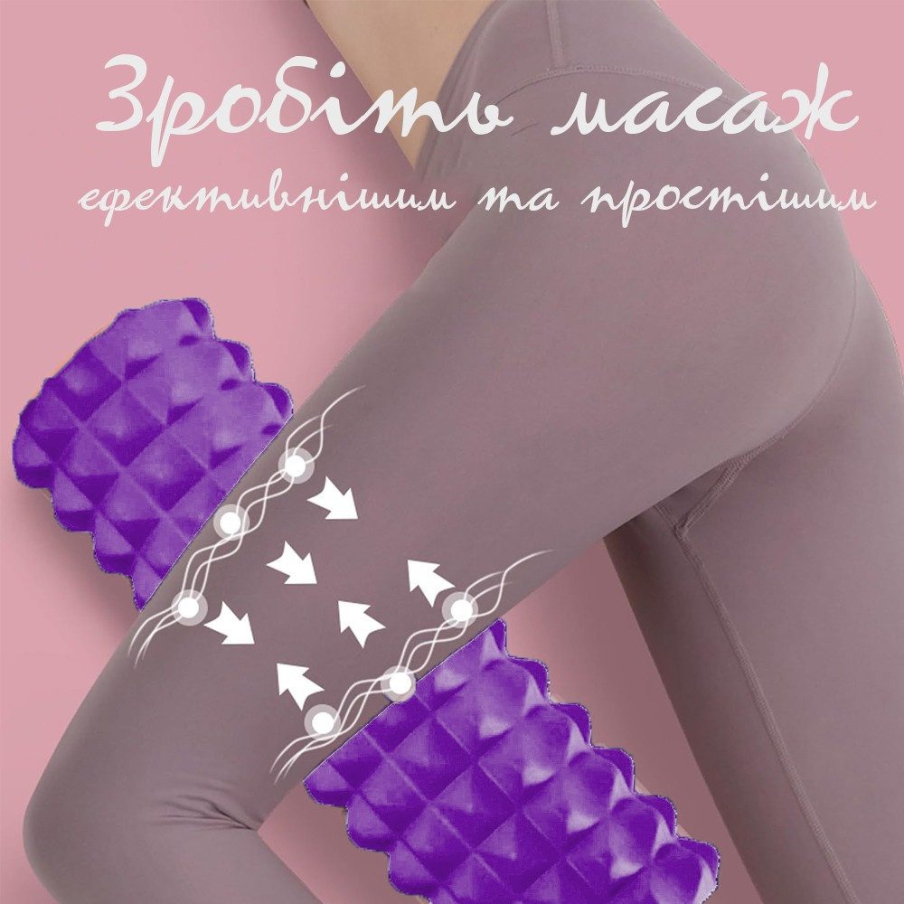 Масажний ролик (роллер) PowerPlay 4406 EVA Massage Roller Фіолетовий (45×12см.)