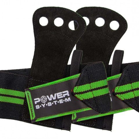 Накладки гимнастические Power System Crossfit Grip PS-3330 Black/Green (Пара)