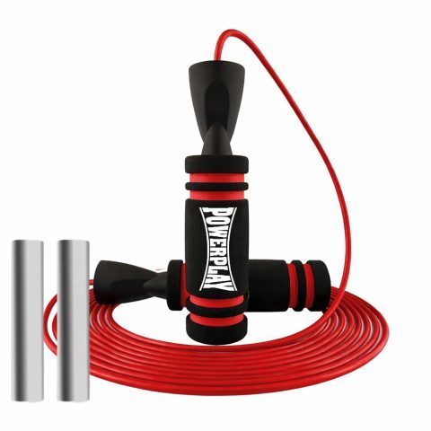Скакалка швидкісна PowerPlay 4212 X ROPE з обтяжувачами Чорно/Червона (120г*2) 3м.