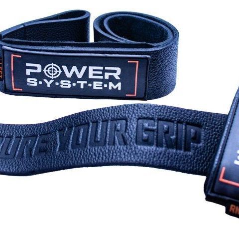 Лямки для тяги шкіряні Power System PS-3320 Leather Straps Black