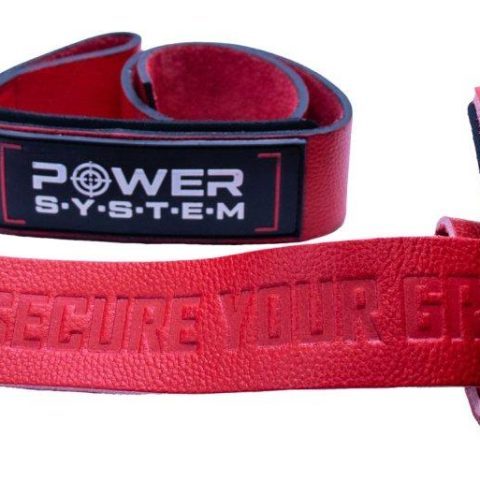 Лямки для тяги шкіряні Power System PS-3320 Leather Straps Red