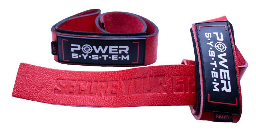 Лямки для тяги шкіряні Power System PS-3320 Leather Straps Red