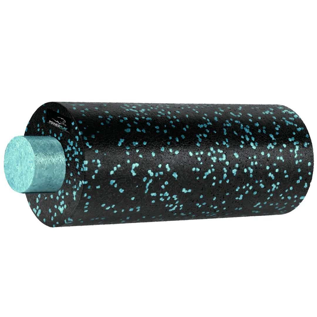 Масажний ролик (роллер) гладкий PowerPlay PP-4348 2 in 1 EPP Foam Roller Чорно/Блакитний (33×14см.)