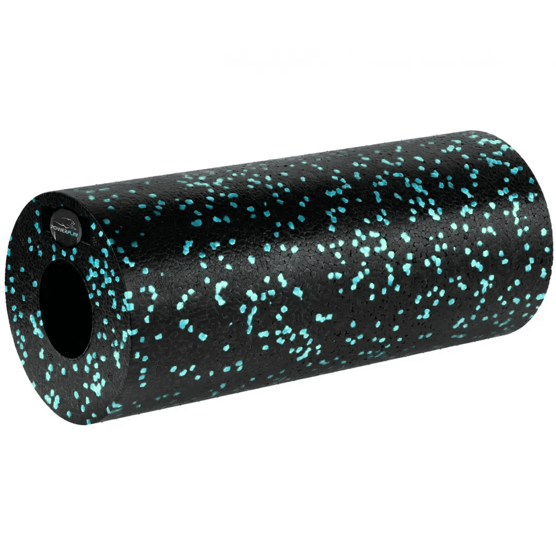 Масажний ролик (роллер) гладкий PowerPlay PP-4348 2 in 1 EPP Foam Roller Чорно/Блакитний (33×14см.)