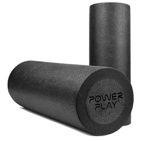 Масажний ролик (роллер) гладкий PowerPlay 4021 Fitness Roller Чорний (45×15см.)
