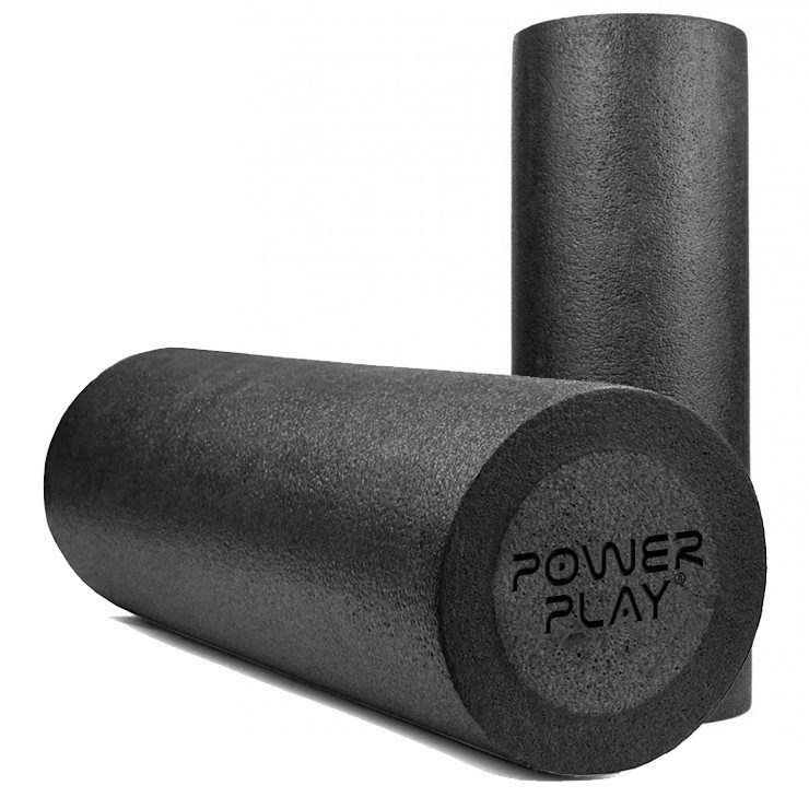Масажний ролик (роллер) гладкий PowerPlay 4021 Fitness Roller Чорний (45×15см.)