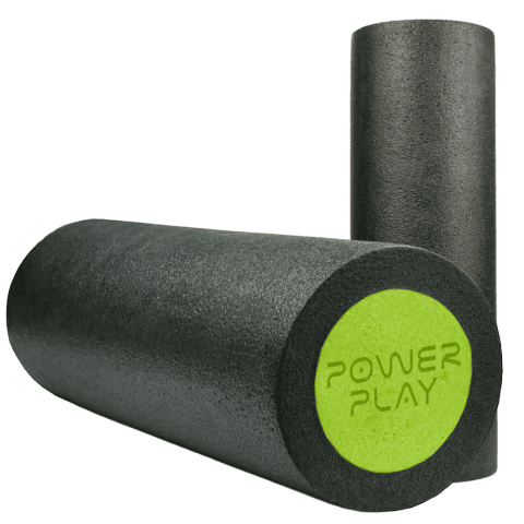 Масажний ролик (роллер) гладкий PowerPlay 4021 Fitness Roller Чорно-зелений (30×15см.)