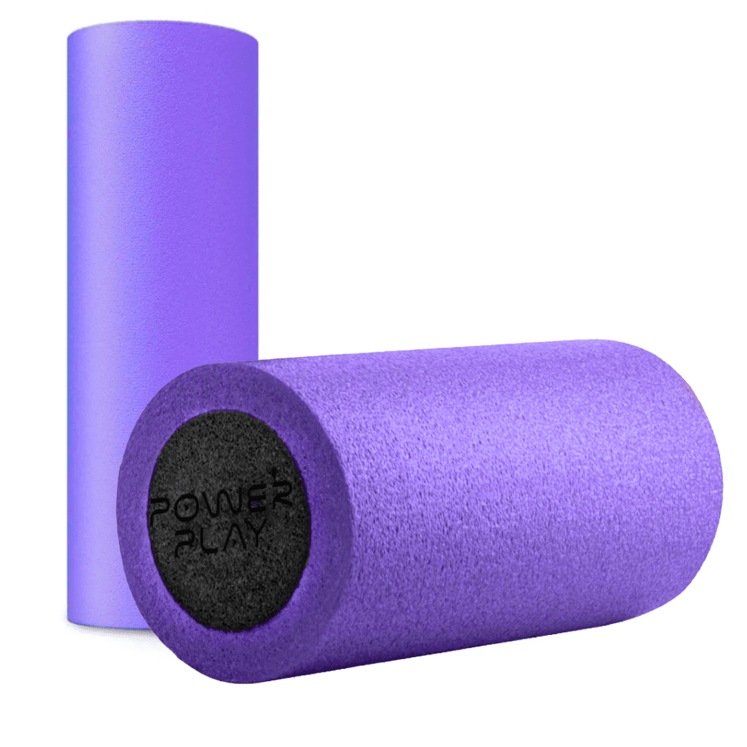 Масажний ролик (роллер) гладкий PowerPlay 4021 Fitness Roller Чорно-фіолетовий (30×15см.)