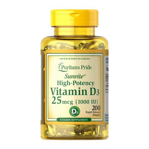 Puritan’s Pride Vitamin D3 25 mcg (1000 IU) (200 softgels)